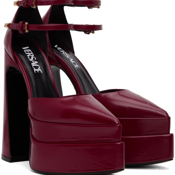 Versace Aevitas Platform Burgundy Heels - Picture 1 of 5